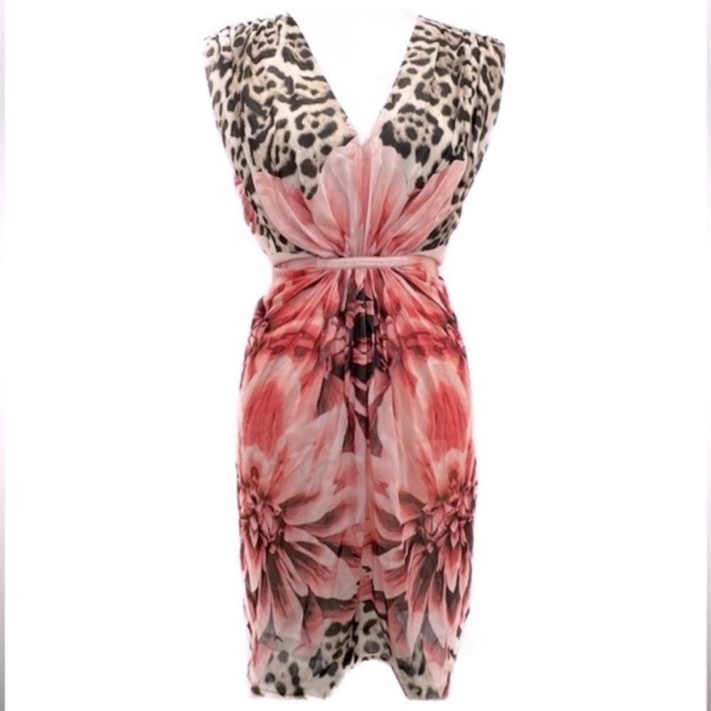 Marciano Pink Flower and Leopard Dress Size Medium